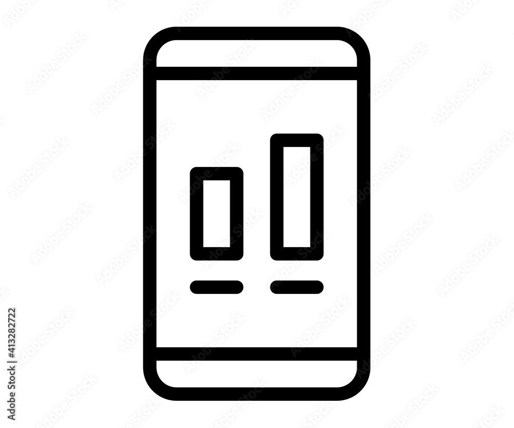Wall mural smartphone statistic chart single isolated icon with outline line style