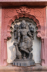 Bagalkot, Karnataka, India - November 8, 2013: Sri Sangameshwar Temple. Closeup of gray-blueish...