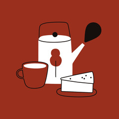 Set of garden furniture vector sketch illustrations. Rural still life