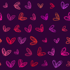 Abstract vector background Seamless hand drawn heart