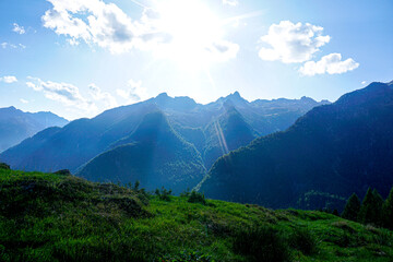 Shafts of sunlight creating a mystical mood over the Lavizzara valley