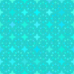 Abstract vector background Seamless round turquoise flower pattern
