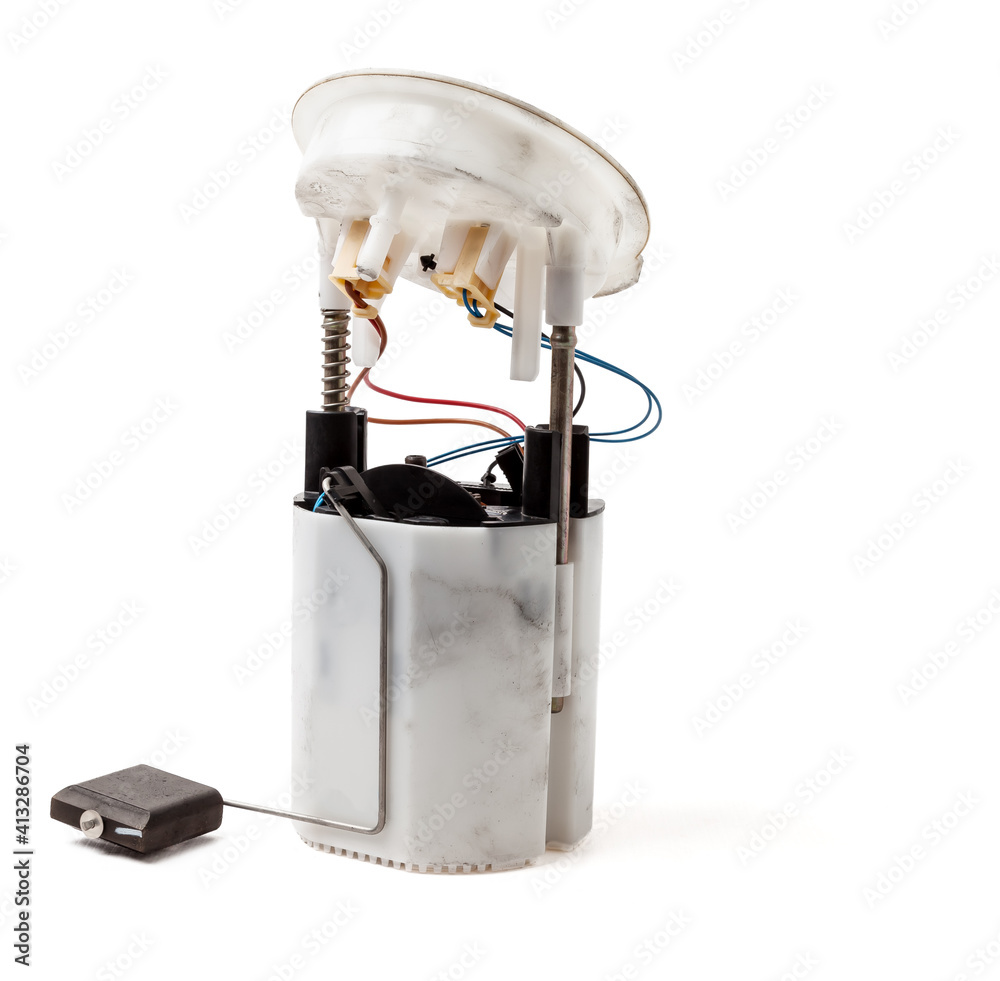 Canvas Prints The fuel pump for replacement when repairing a car - injection pump with a fuel level sensor when undergoing scheduled maintenance. A spare part for sale on auto parsing or for a catalog.