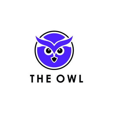 Silhouette purple owl in the circle shape security protection website logo design vector illustration