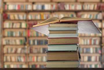 Stack of books on the table