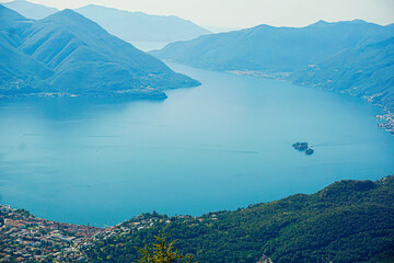 Naklejka premium Aerial view of Ascona and the Brissago Islands