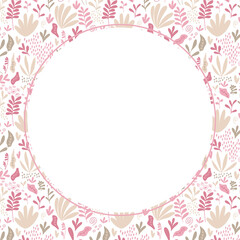 Modern nature inspired pattern circular frame template for social media posts or cards