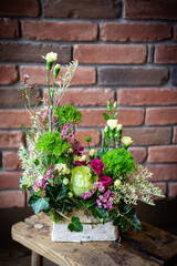 Bright and gorgeous flower floral bouquet of lovely red flowers for Valentines day. Close up photo