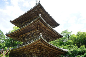 Fototapeta na wymiar Three-Storied Pagoda (Sanjyu-no-to tower) at Soken-ji Temple in Shiga prefecture, Japan - 摠見寺 三重塔 安土山 滋賀県 日本