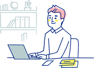 パソコン作業をする男性