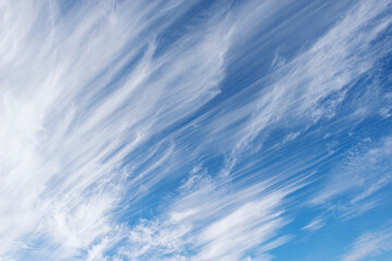 Clouds on the blue sky. Cloudscape at day time.