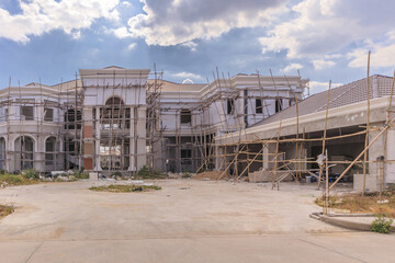 construction residential new house in progress at building site