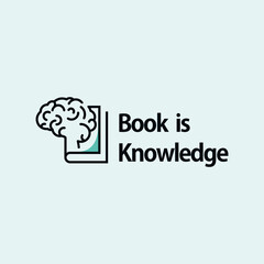 Logo design graphic of brain and book, Perfect use for educational organization, etc.