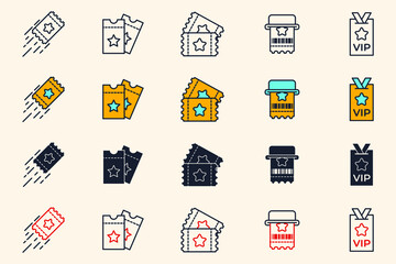 Set of Tickets icon. Ticket pack symbol template for graphic and web design collection logo vector illustration