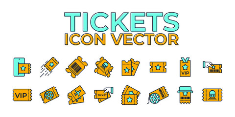 Set of Tickets icon. Ticket pack symbol template for graphic and web design collection logo vector illustration