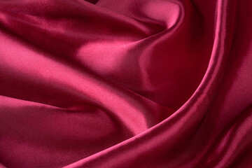 Fototapeta na wymiar red silk fabric with waves, elegant wallpaper design, abstract background
