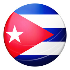 Glass light ball with flag of Cuba. Round sphere, template icon. Cuban national symbol. Glossy realistic ball, 3D abstract vector illustration highlighted on a white background. Big bubble.