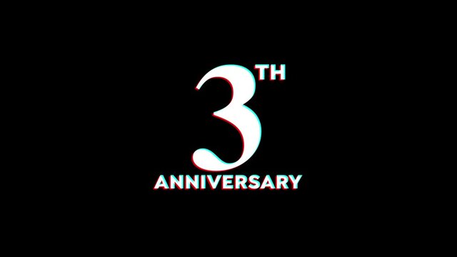 3Th Anniversary With Glitch Effect On Black Background
