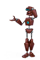 funny robot cartoon is watching in a white background