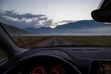 Beautiful summer landscape at Piano Grande (Great Plain) mountain plateau in the Apennine...