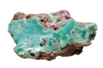 Fototapeta premium Natural crude chrysoprase stone on white background 