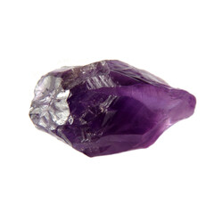 Crude amethyst stone on white background