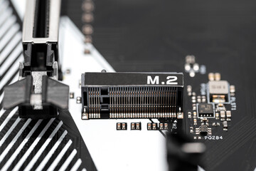 The macro shot of the M.2 connector for internally mounted computer expansion cards replaces the...