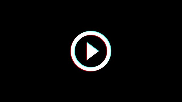 Pause Button Symbol With Glitch Effect on Black Background