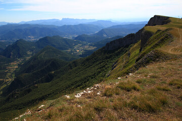 Panoramic view of the Diois region from the plateau de Beure (Vercors, France)