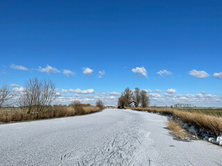 Fozen canal in Friesland