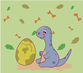 dinosaurio diplodocus tierno  bebe jugando