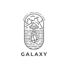 outline coffee galaxy line art logo design simple