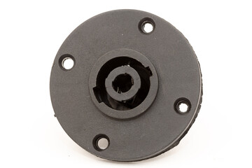 Plastic input Speakon for large speakers isolated above white background