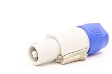 Plastic input Speakon for large speakers isolated above white background
