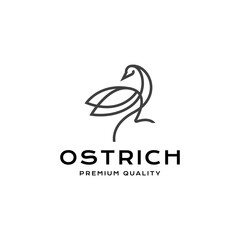 outline ostrich line art logo vector icon