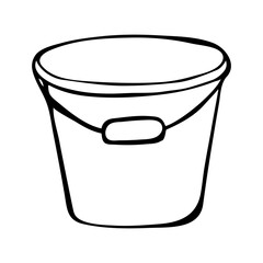 Bucket. Vector bucket hand drawn. Hand drawn vector illustration in doodle style, isolated on a white background. Doodle style. Vector outlines isolated element for design.