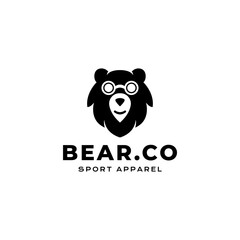 Bear head logo design with simple style unique vector