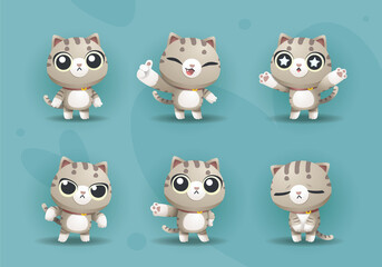 Naklejka premium Cute gray Cat character mascot