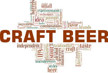 Craft beer vector illustration word cloud isolated on a white background.