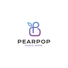 letter P pear logo design with simple style unique vector