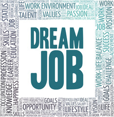 Dream job vector illustration word cloud isolated on a white background.