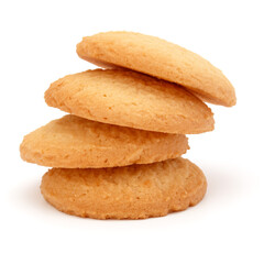 stacked short pastry cookies isolated on white background