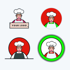 Chef mascot logo template for restaurant