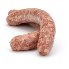 Raw sausage isolated on white background