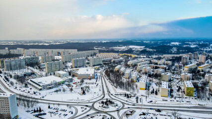 Jastrzębie Zdrój, przemysłowe miasto na Śląsku w Polsce zimą z lotu ptaka © Franciszek
