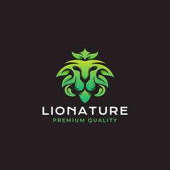 Lion Nature logo design with simple style unique vector