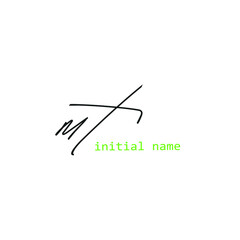 mt initial handwriting logo for identity