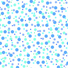 seamless pattern with lot of different blue circles on a white background