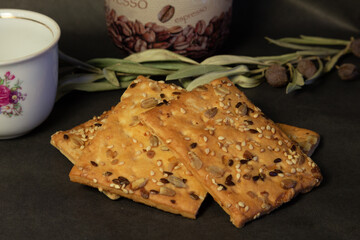 Cookies with cereals for tea or coffee