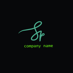 Sp initial handwriting logo for identity black background